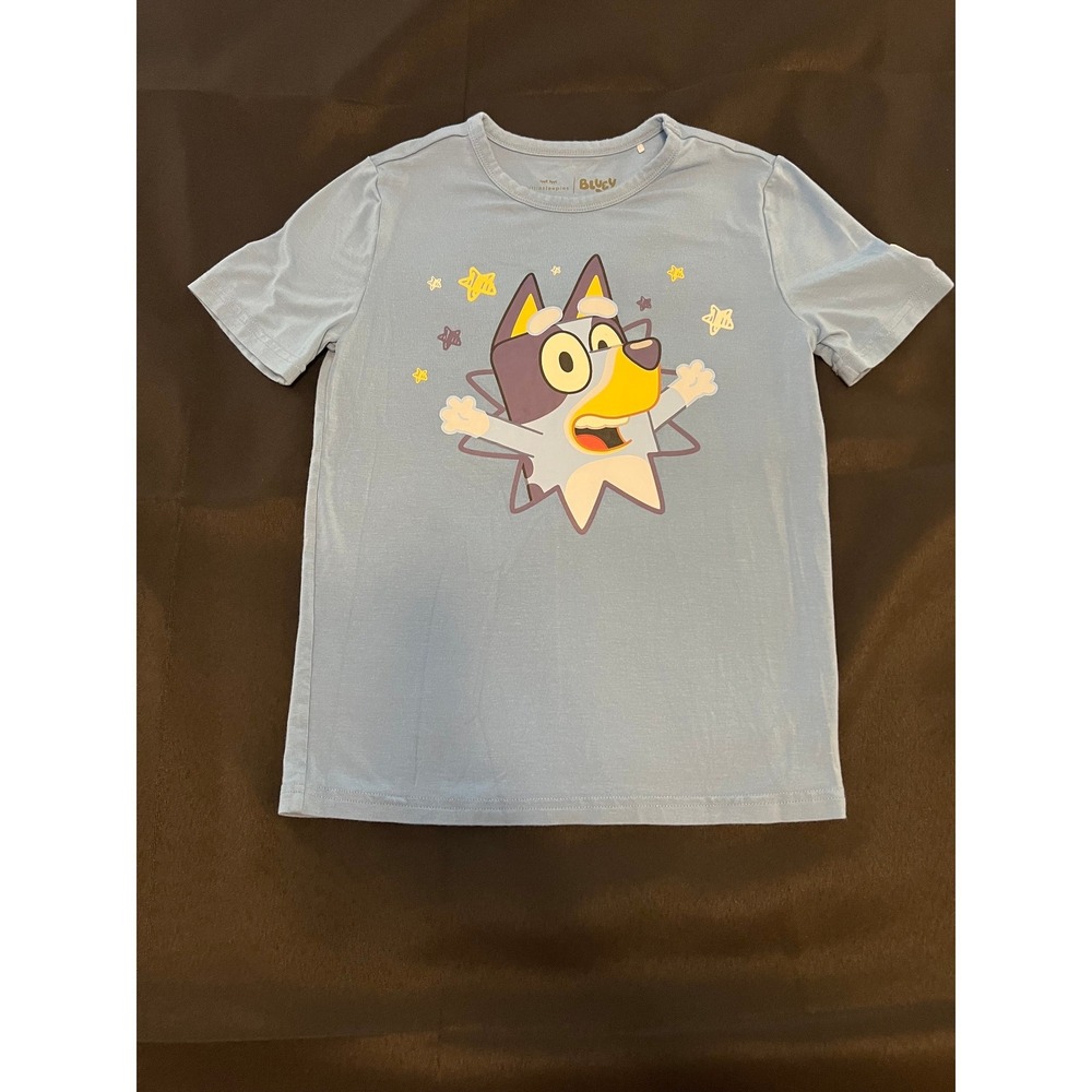 Little Sleepies Bluey Play Collection Light Blue Bamboo Viscose Tee Shirt Size 7